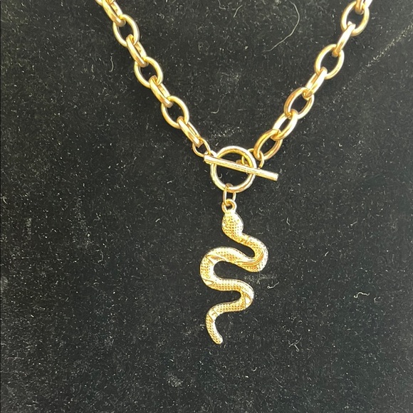 Gold Snake Pendant Necklace - Picture 3 of 5